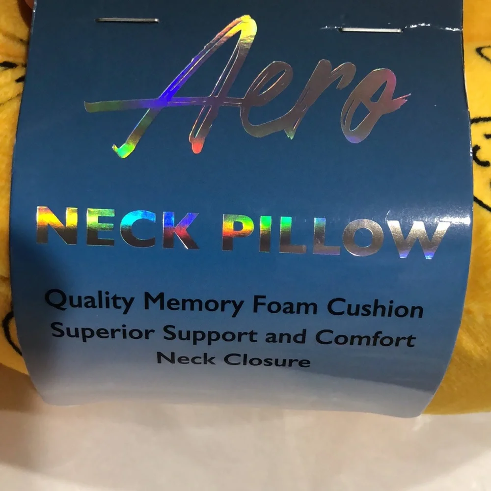 Aeropostale yellow emoji smiley face plush memory‎ foam neck travel pillow new